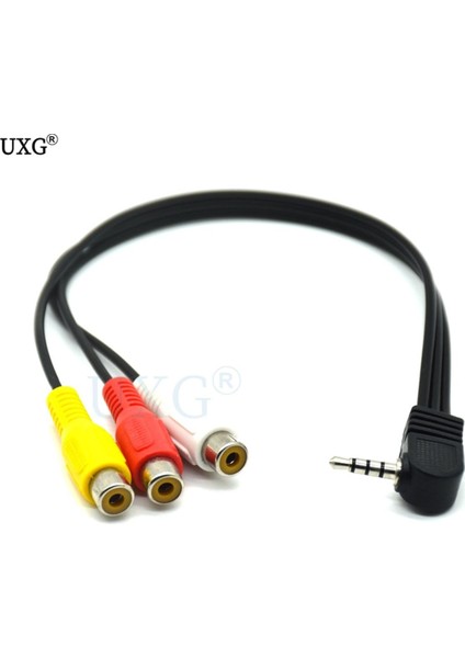 Yüksek Hızlı 90 Derece 3.5 mm Erkek Jack 3 Rca Dişi Fiş Adaptörü Ses Dönüştürücü Video Av Kablo Tel Kablosu 25 cm (Yurt Dışından)