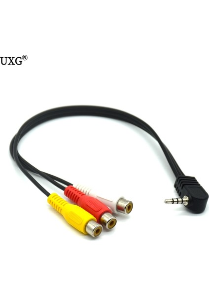 Yüksek Hızlı 90 Derece 3.5 mm Erkek Jack 3 Rca Dişi Fiş Adaptörü Ses Dönüştürücü Video Av Kablo Tel Kablosu 25 cm (Yurt Dışından) fırsatları