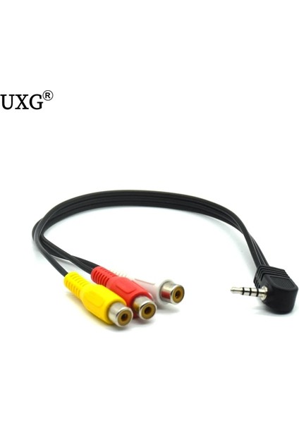 Yüksek Hızlı 90 Derece 3.5 mm Erkek Jack 3 Rca Dişi Fiş Adaptörü Ses Dönüştürücü Video Av Kablo Tel Kablosu 25 cm (Yurt Dışından) indirimleri