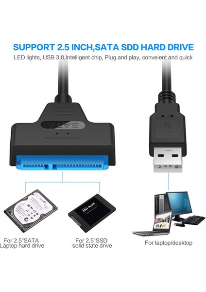 USB 3.0 Sata 3 Kablo Sata - USB 3.0 Adaptörü 6 Gbps'ye Kadar Destek 2 5 Inç Harici HDD SSD Sabit Sürücü 22 Pin Sata Iıı Kablo (Yurt Dışından) fiyatları