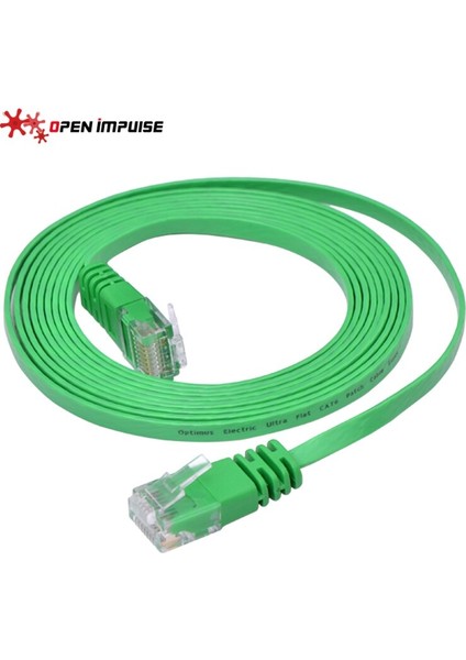 Yeşil RJ45 Düz Cat 6 Ethernet Yama Ağ Lan Kablosu Kablosu Cat6 Bilgisayar Kablosu Utp Lan Kablosu 2 M (Yurt Dışından)