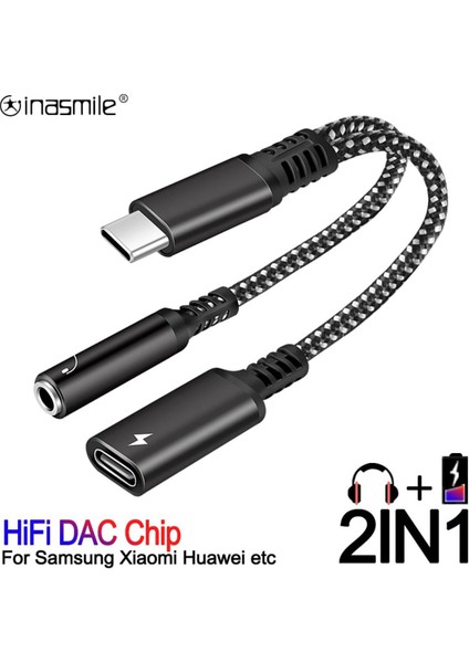 2ın1 Tip C 3.5mm Jack Kulaklık Şarj Kablosu Dönüştürücü USB 3.0 Tip C Otg Adaptörü Macbookpro Samsung Xiaomi Huawei Için (Yurt Dışından)