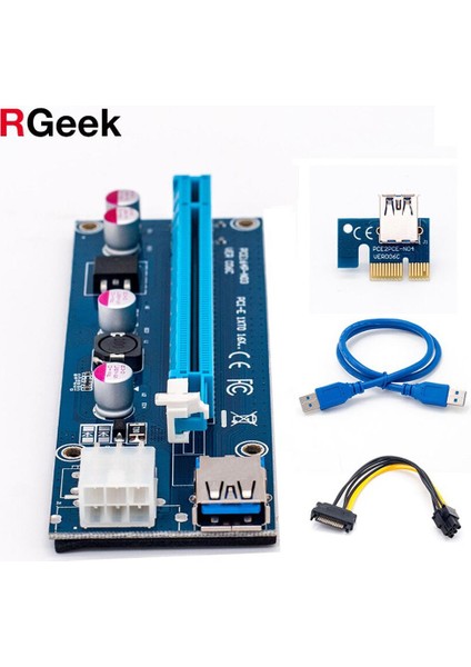 006C Pc Pcıe Pcı Express Yükseltici Video Kartı Için Pcı E 1x Ila 16X USB 3.0 Sata 6pin Ide Molex Güç Kablosu Btc Madenci Madencilik Için (Yurt Dışından)