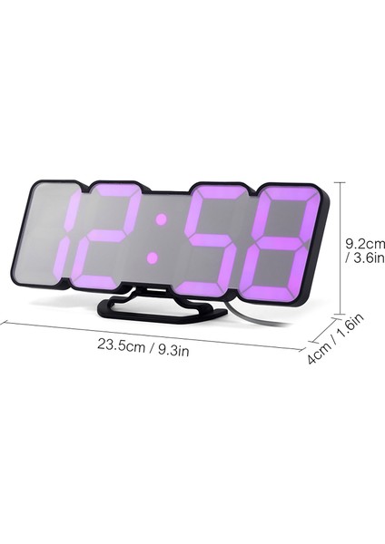 3D Kablosuz Uzaktan Kumandalı Dijital Rgb LED Alarm Saat Siyah 115 Renk Değişen 3 Seviyeli Parlaklık (Yurt Dışından)