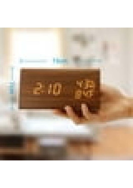 Ahşap LED Sayısal Alarm Saat Ses Kontrolü Ayarlanabilir Parlaklık (Yurt Dışından)