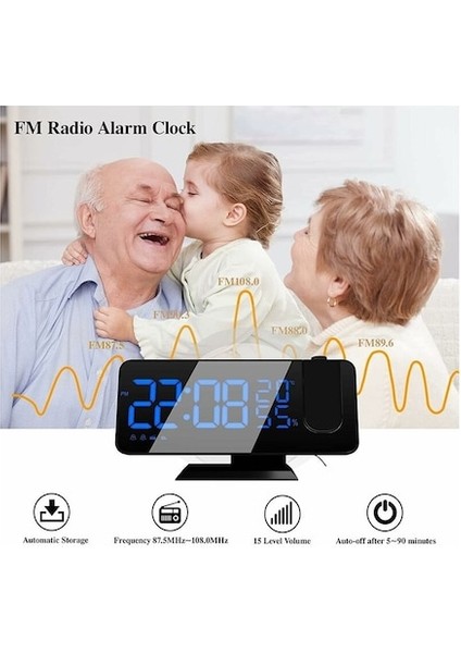 Mufunye Radyolu Prktörlü Saat, 7 LED Ayna Ekranlı Digital Saat (Yurt Dışından)