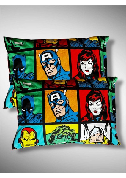 Out Marvel Baskılı % 100 Pamuk Kumaş 2 Adet Yastık Kılıfı 50X70 cm