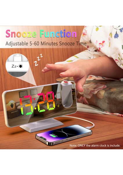 Dijital Prksiyon Alarm Saat Rgb Işık Ayarlı Çift Alarm Ayarı (Yurt Dışından)