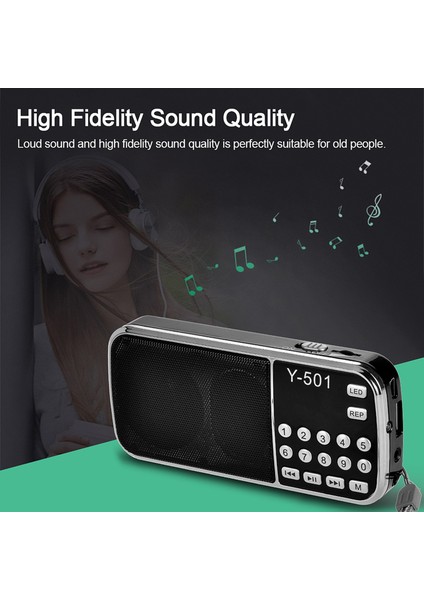 Y-501 Mini Fm Radyo Taşınabilir Hoparlör Yüksek Kaliteli Sesli LED Fener (Yurt Dışından)