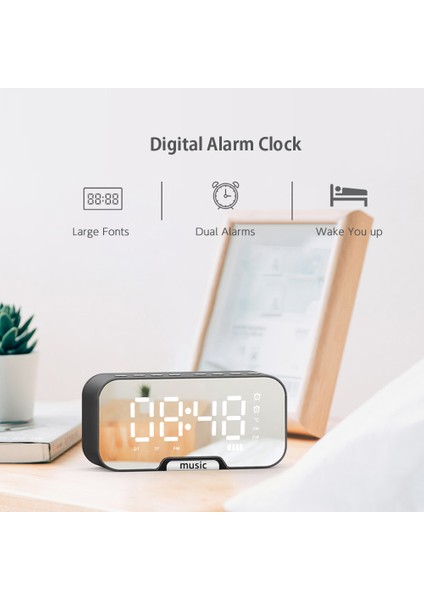 Dijital Ayna Yüzlü Alarm Saat Bt Hoparlör Sıcaklık Göstericisi (Yurt Dışından) indirimleri