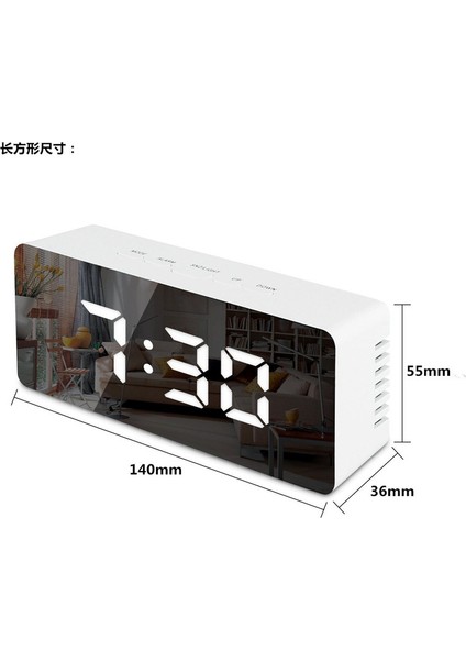 Ayna LED Işıklandırmalı Sessiz Beyaz Saat (Yurt Dışından) fiyatları