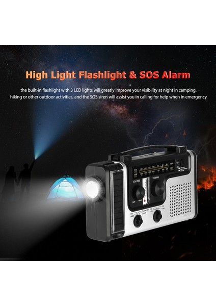 Acil Radyo El Ile Çalınabilen Güneş Enerjili Taşınabilir Güç Bankası (Yurt Dışından) indirimleri