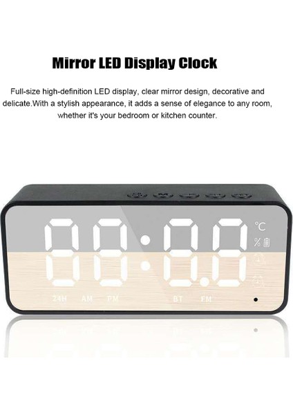 Bt Hoparlörlü Ayna LED Ekranlı Dijital Alarm Saat (Yurt Dışından)