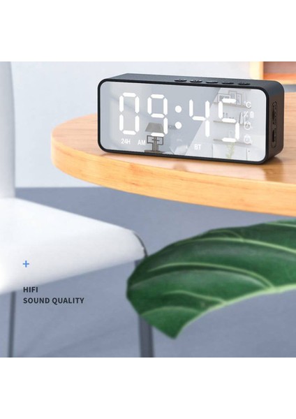 Bt Hoparlörlü Ayna LED Ekranlı Dijital Alarm Saat (Yurt Dışından)