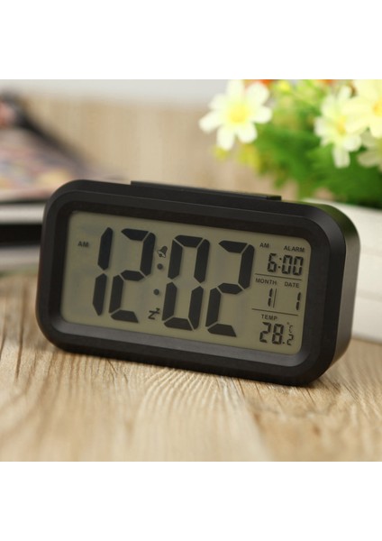 LED Sayısal Alarm Saati Tekrar Eden Uyku Modu Işıkla Aktifleşen Sensörlü Siyah (Yurt Dışından)