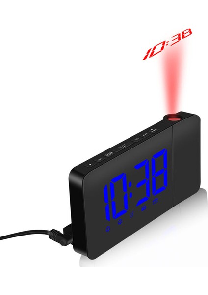 USB ile Çalışan Mavi Dönebilen Prksiyonlu Işıklu Alarm Saat Iki Alarmlı (Yurt Dışından)