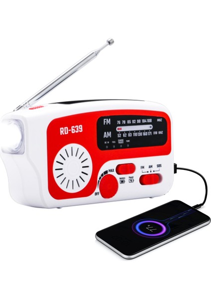 El Telkari Güneş Enerjili Şarj Edilebilir Acil Radyo ve LED Fenerli (Yurt Dışından)