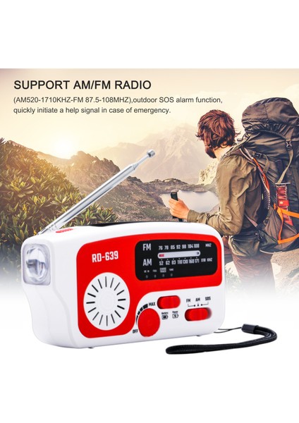 El Telkari Güneş Enerjili Şarj Edilebilir Acil Radyo ve LED Fenerli (Yurt Dışından)