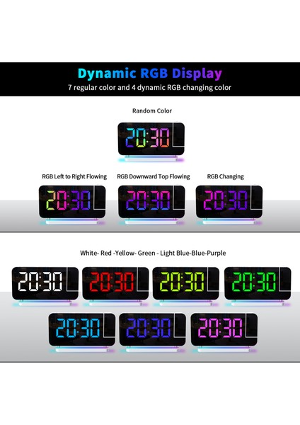 7 Inçlik Rgb 6 Seviyeli Parlaklık Ayarlayıcı 180 Derecelik Prktörlü Prksiyon Alarm Saat (Yurt Dışından) fırsatları