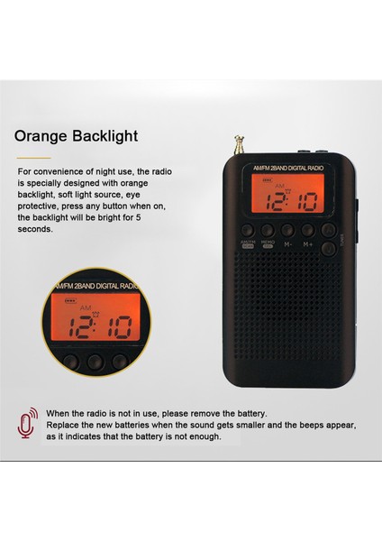HRD-104 Taşınabilir 2-Bantlı Dijital Ayarlı Radyo 1.3 Inç LCD Ekranlı (Yurt Dışından) fiyatları