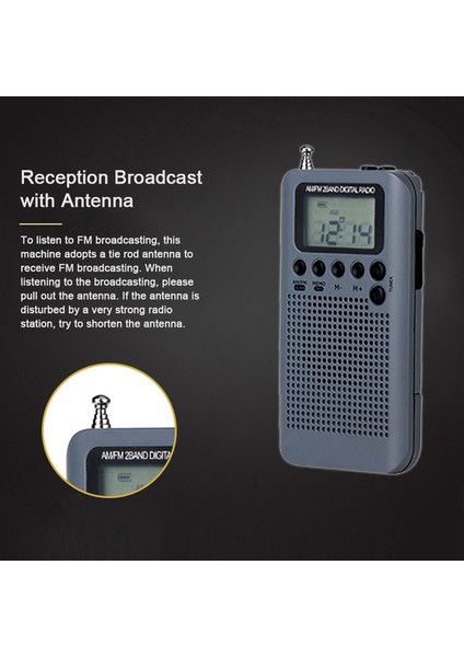 HRD-104 Taşınabilir 2-Bantlı Dijital Ayarlı Radyo 1.3 Inç LCD Ekranlı (Yurt Dışından) modelleri