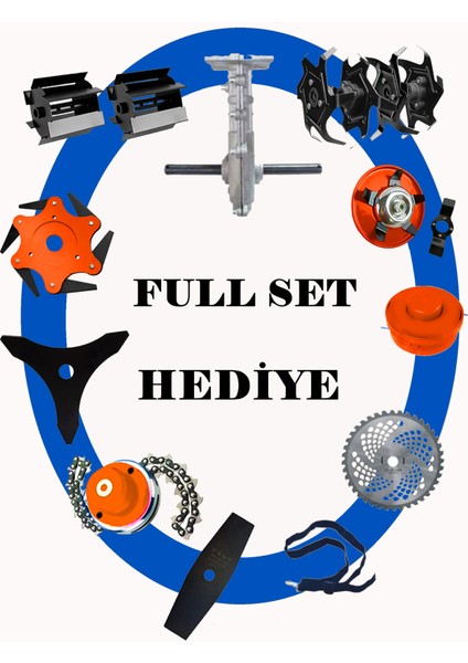 German 4x4 Wellend 11 İN 1 Yan Tipi Tırpan Benzinli Motorlu Ot Çalı Çim Biçme Makinesi Full Aparat Hediyeli
