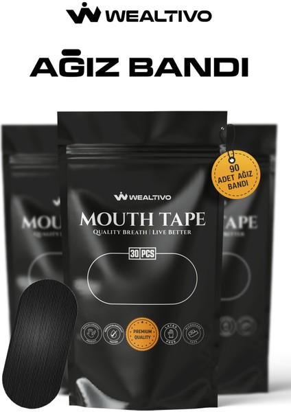 Ağız Bandı 90 Adet, Ağız Kapama Bandı ile Gece Boyunca Konforlu Uyku, Horlamayı Azaltıcı Mouth tape