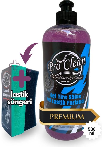 Lastik Parlatıcı Jel Premium 500ML Ve Lastik Süngeri