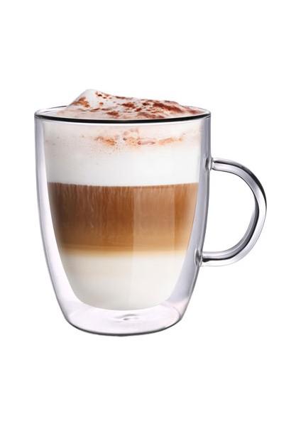Vetro Çift Cam Kulplu Bardak 400 ml 2'li
