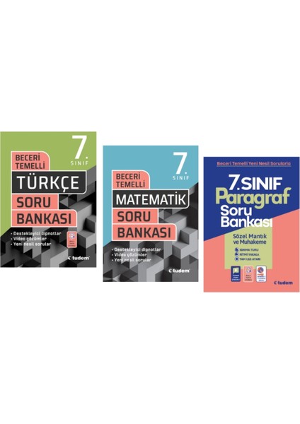 Tudem Yayınları 7.sınıf Beceri Temelli Türkçe - Matematik - Paragraf Soru Bankası