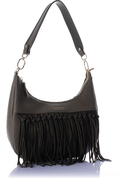 Matmazel Bernis Kadın Püskül Detaylı Omuz Çantası 241ml106