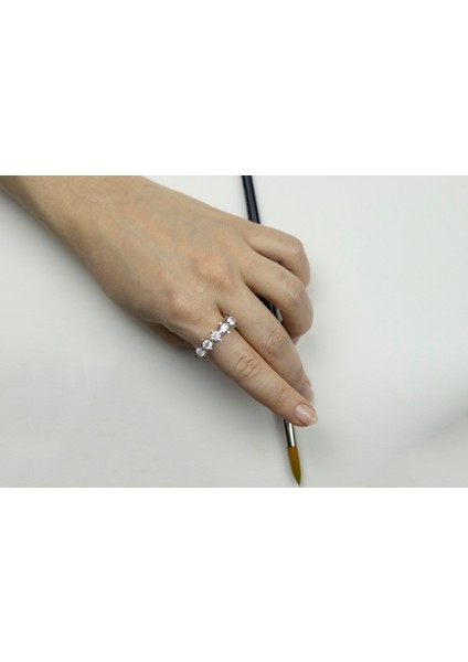 Kare Tırnak 925 Ayar Beştaş Gümüş Yüzük- 3 mm- Anneler Günü Hediye indirimleri