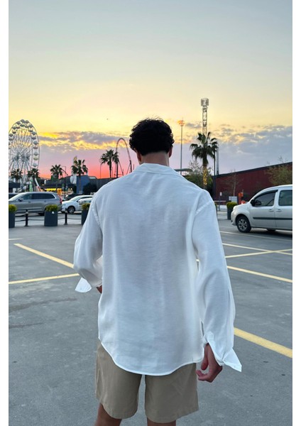 Basic Ekru Oversize Gömlek