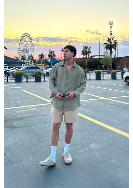 Basic Haki Oversize Gömlek