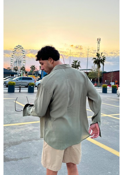 Basic Haki Oversize Gömlek