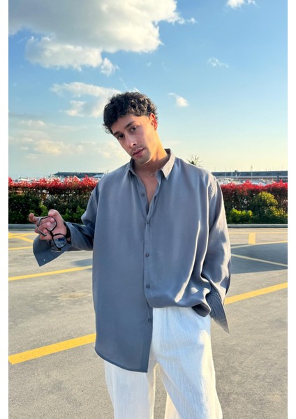 Basic Füme Oversize Gömlek