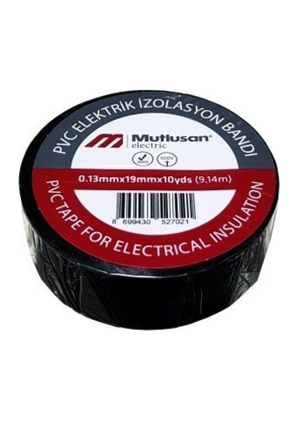 Mutlusan Pvc Elektrik Izolasyon Bandı 0.13MM x 19MM x 10YDS(9,14M) Elektrikçi Bandı fiyatları