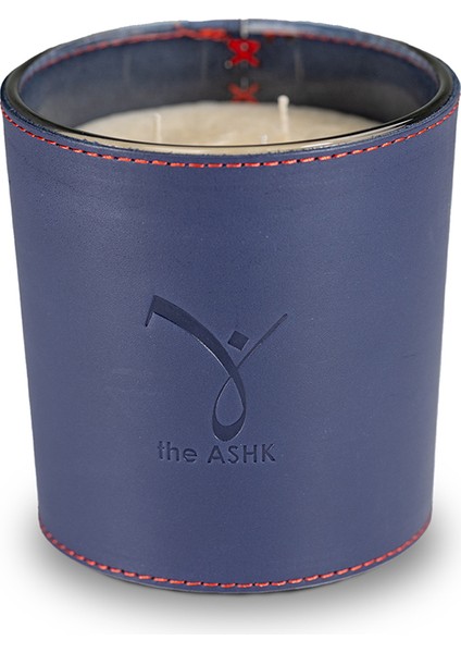 Deri Hayal Lacivert Bitkisel Mum 500GR Sandal Ağacı, Amber & Karabiber