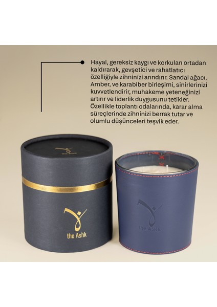 Deri Hayal Lacivert Bitkisel Mum 500GR Sandal Ağacı, Amber & Karabiber fırsatları