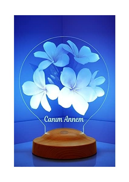 Canım Annem Plumeria Çiçeği Hediyesi 3D LED Lamba