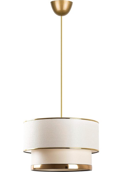 Avize - Çift Katmanlı Kumaş ve Metal Tasarım 65 cm Yükseklik 30 cm Çap Yüksek Kaliteli Sarkıt Aydınlatma -E27 Duy LED Uyumlu Şık ve Dekoratif Tavan Lambası
