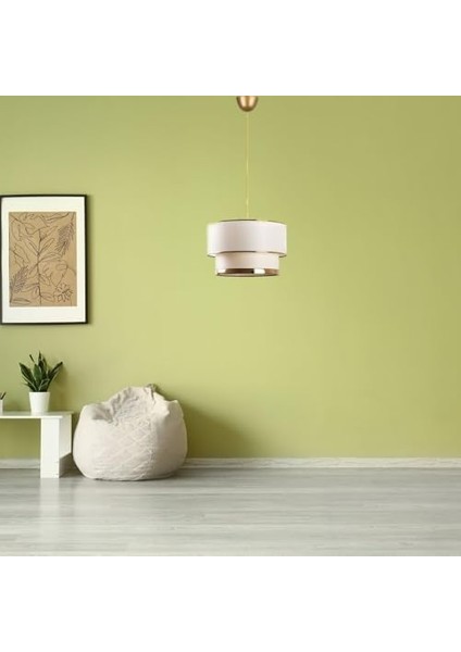 Avize - Çift Katmanlı Kumaş ve Metal Tasarım 65 cm Yükseklik 30 cm Çap Yüksek Kaliteli Sarkıt Aydınlatma -E27 Duy LED Uyumlu Şık ve Dekoratif Tavan Lambası