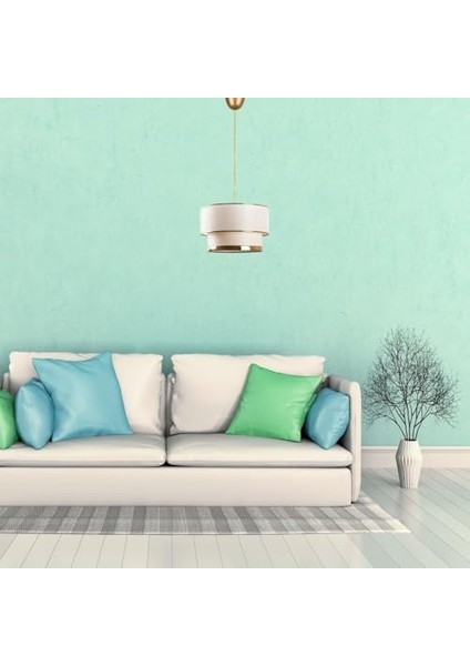 Avize - Çift Katmanlı Kumaş ve Metal Tasarım 65 cm Yükseklik 30 cm Çap Yüksek Kaliteli Sarkıt Aydınlatma -E27 Duy LED Uyumlu Şık ve Dekoratif Tavan Lambası