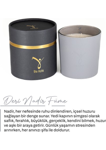 Deri Nadir Füme Gri Bitkisel Mum 500GR Incir, Yasemin & Karabiber