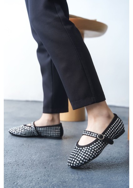 Kadın Zeyna Taşlı Babet - Siyah fırsatları