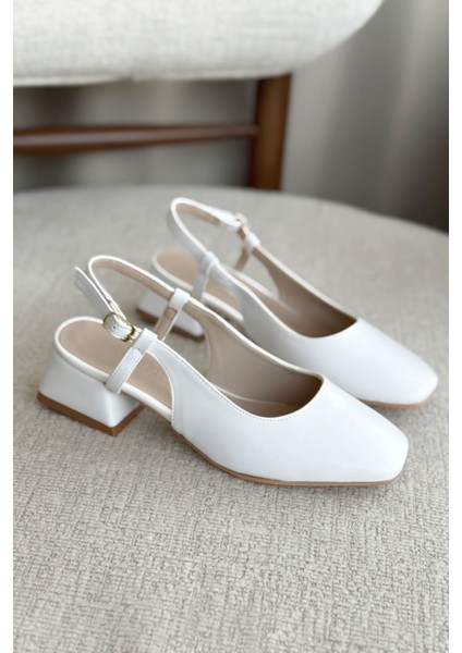 Kadın Pogba Kısa Topuklu Ayakkabı - Beyaz