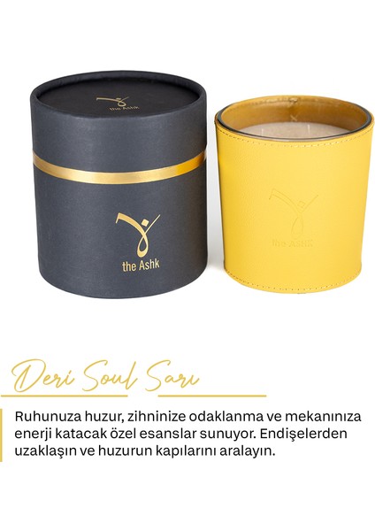 Deri Soul Sarı Bitkisel Mum 500GR Vanilya, Tütün, Tarçın