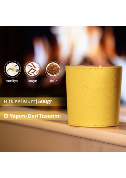 Deri Soul Sarı Bitkisel Mum 500GR Vanilya, Tütün, Tarçın