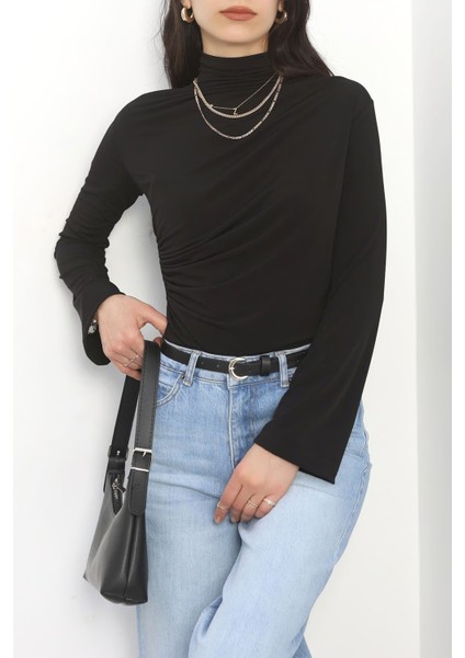 Kadın Drape Detaylı Ispanyol Kol Bluz