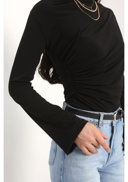 Kadın Drape Detaylı Ispanyol Kol Bluz